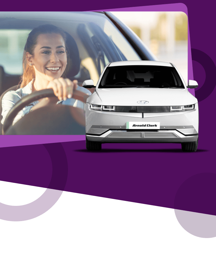 Women driving a car and an image of Hyundai IONIQ